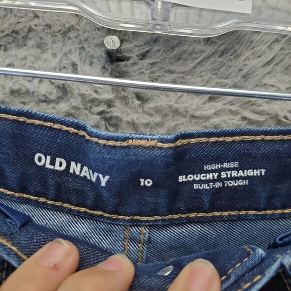 Old Navy Jeans Womens 10 Blue High-Rise Slouchy Straight Cropped Denim - Picture 2 of 11